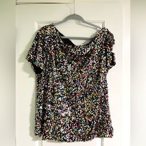 Anna-Kaci off-the-shoulder multi-colored sequin top, size XXL